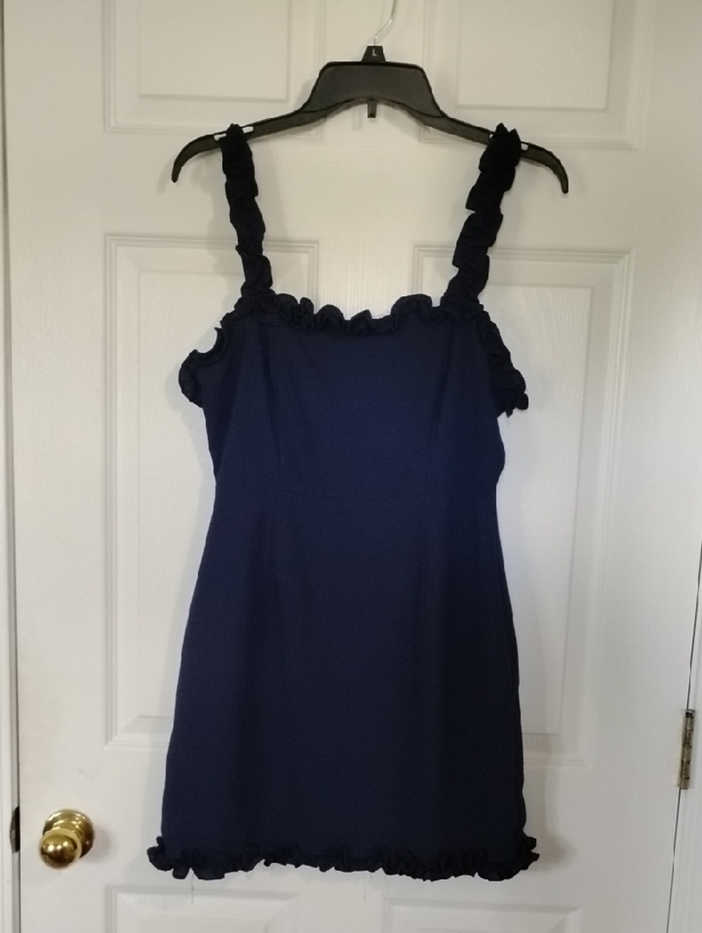 Navy Ruffle Strap Mini Dress